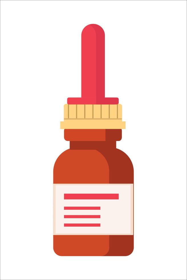 Dropper bottle with red lid vector