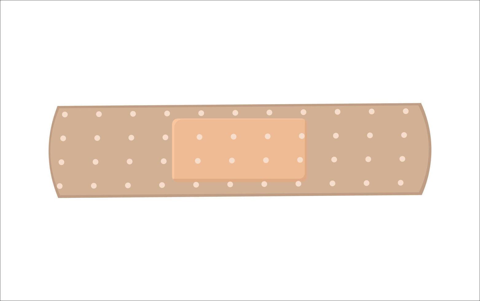 Illustration of beige adhesive bandage with perforated surface and padded center on white background vector