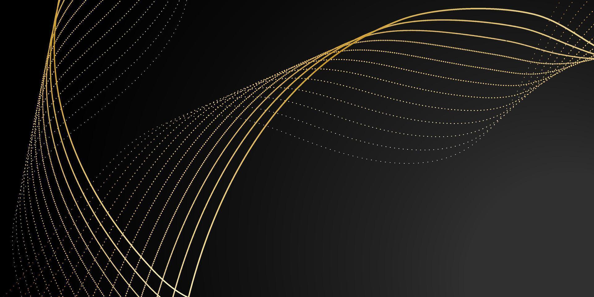 On Dark Gray Background Abstraction Gold Lines vector