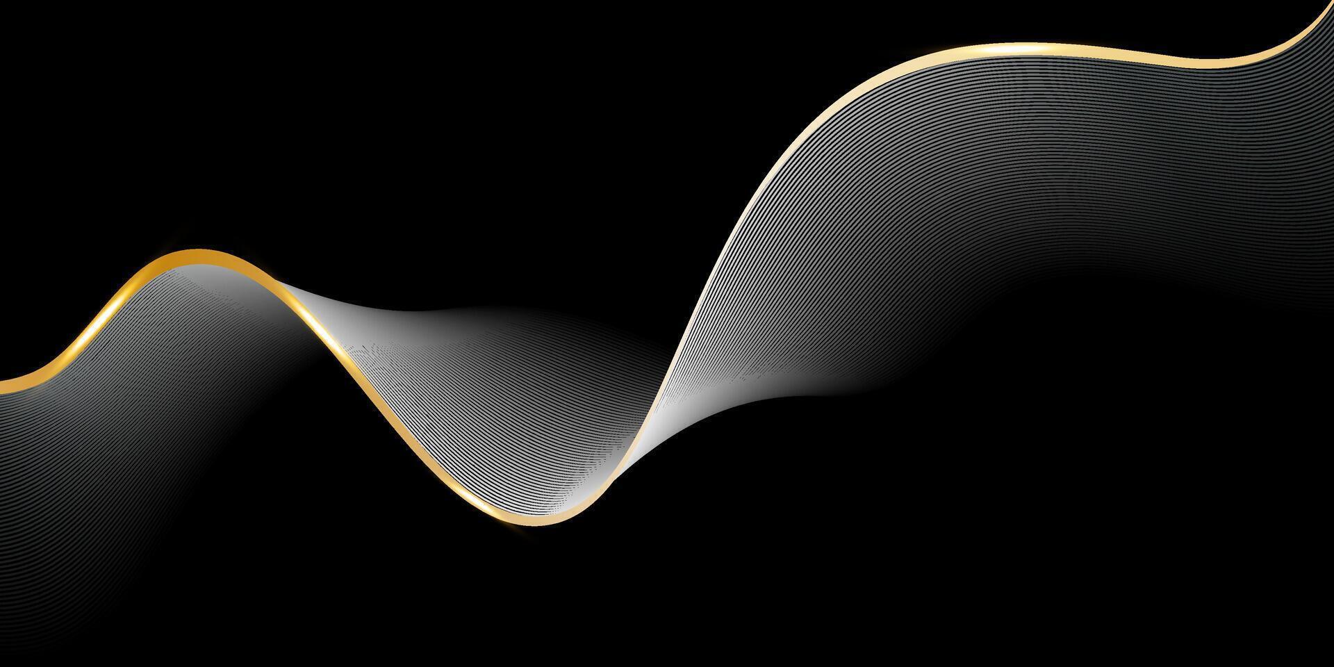 black background abstract lines in the form of a wave vector