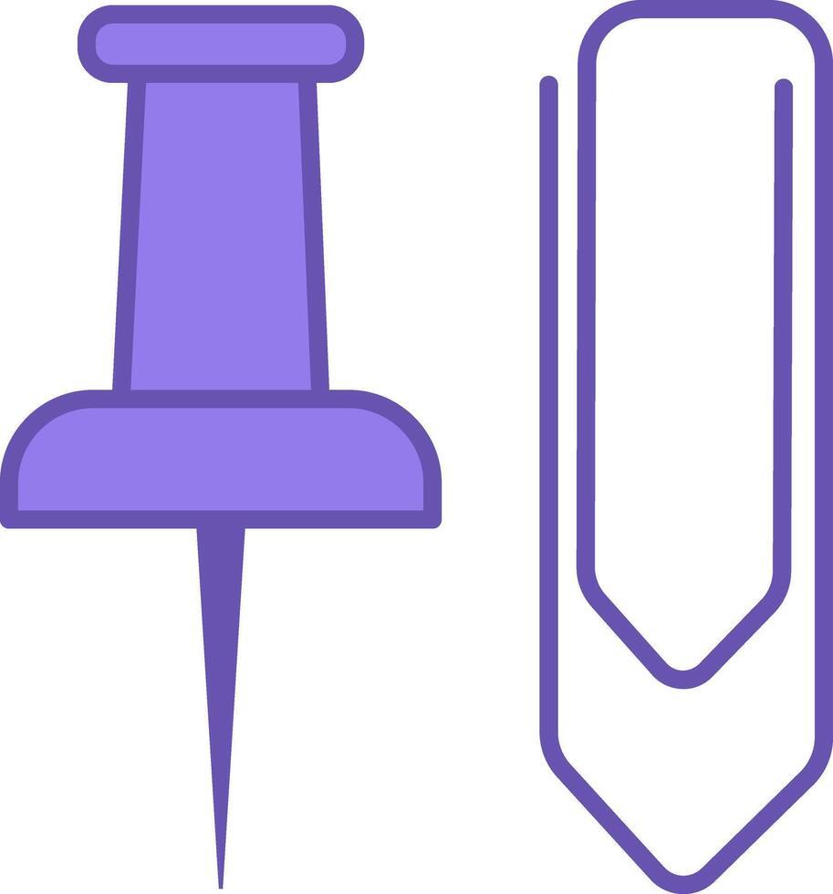 Colored Clip and Pin Icon. Icon. Stationery. Office Concept vector