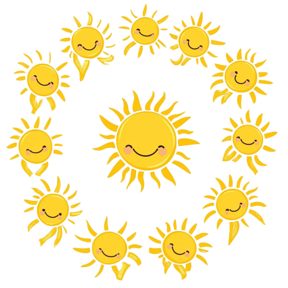 Fun Cartoon Sun with Ribbon on Transparent Background png