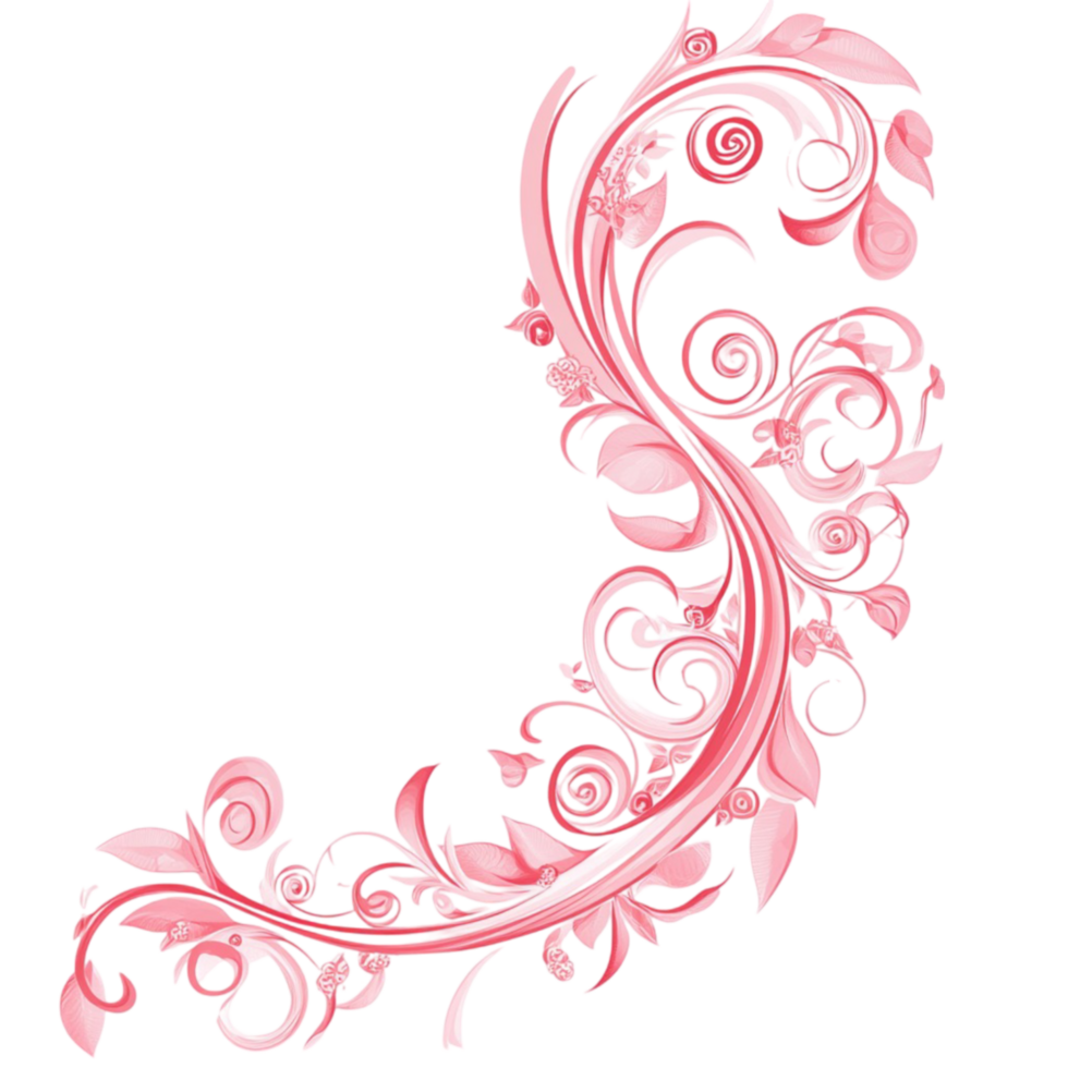 Decorative Red Frame with Flowers and Leaves on Transparent Background png
