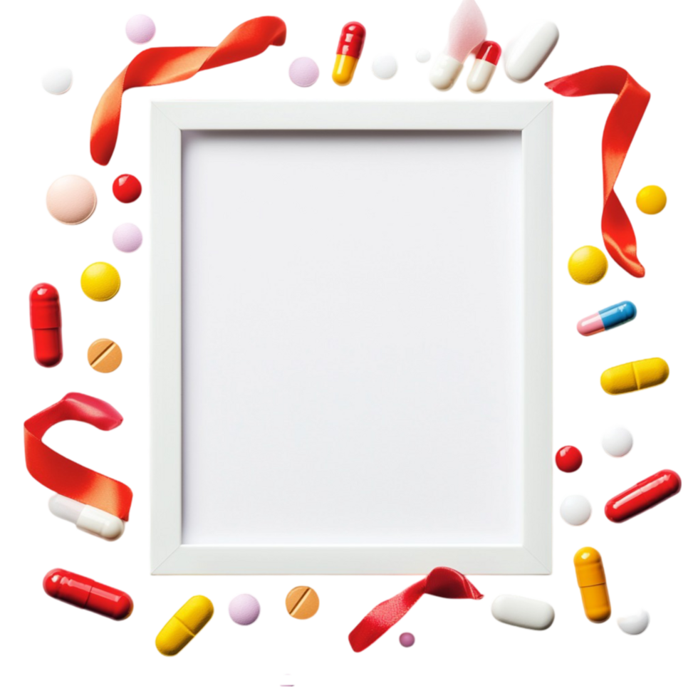 Frame Surrounded by Pills and Medical Supplies On Transparent Background png