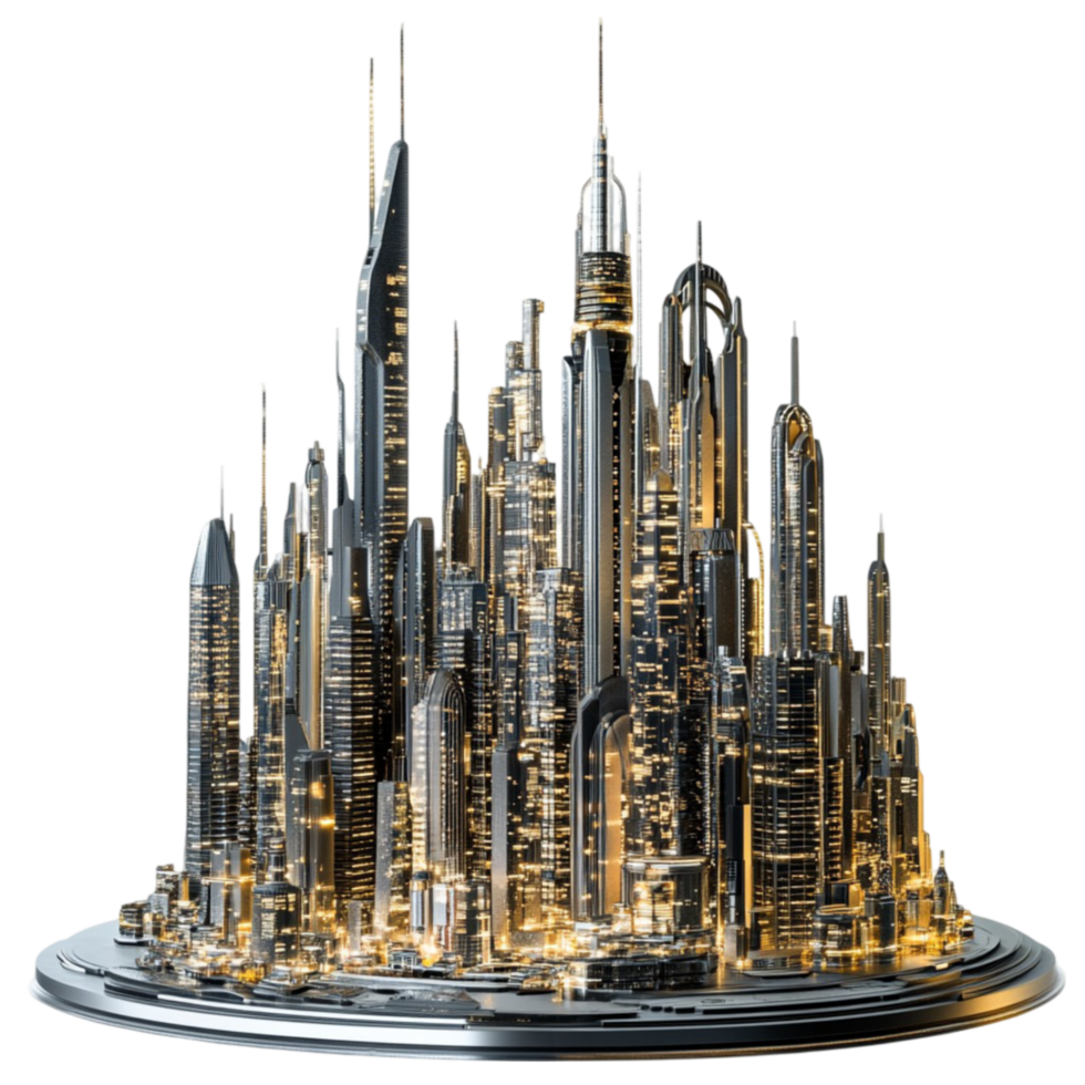 A City in the Shape of a Skyscraper on Transparent Background png