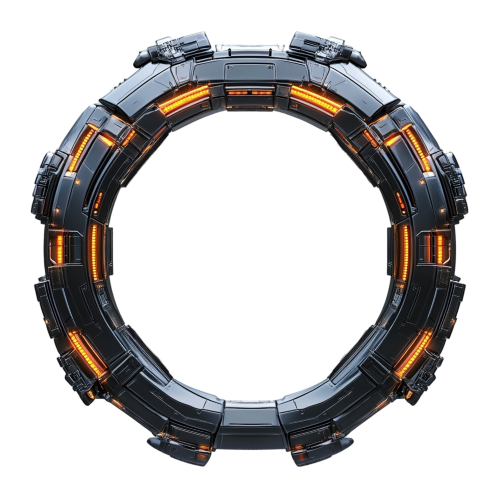 Circular Lighted Object with Neon Glow On Transparent Background png