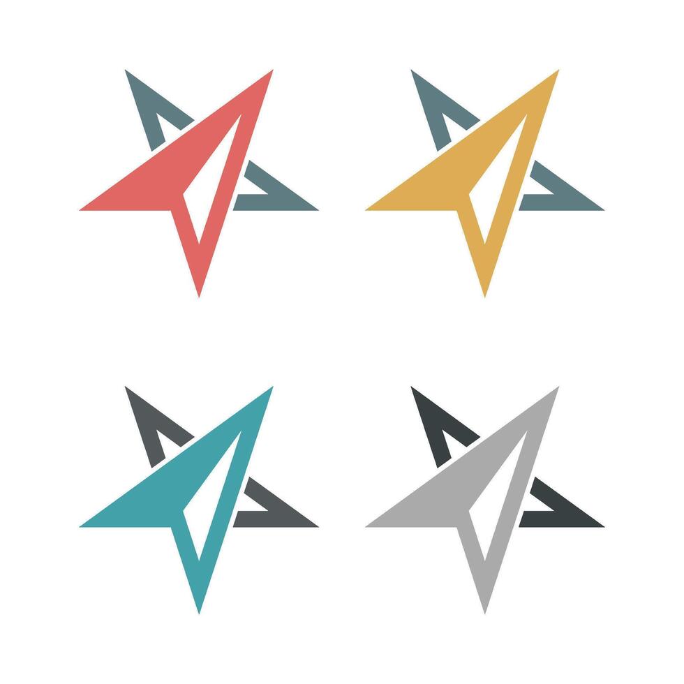 set Abstract Arrow Star Compass Rose Logo template Illustration Design. EPS 10. vector
