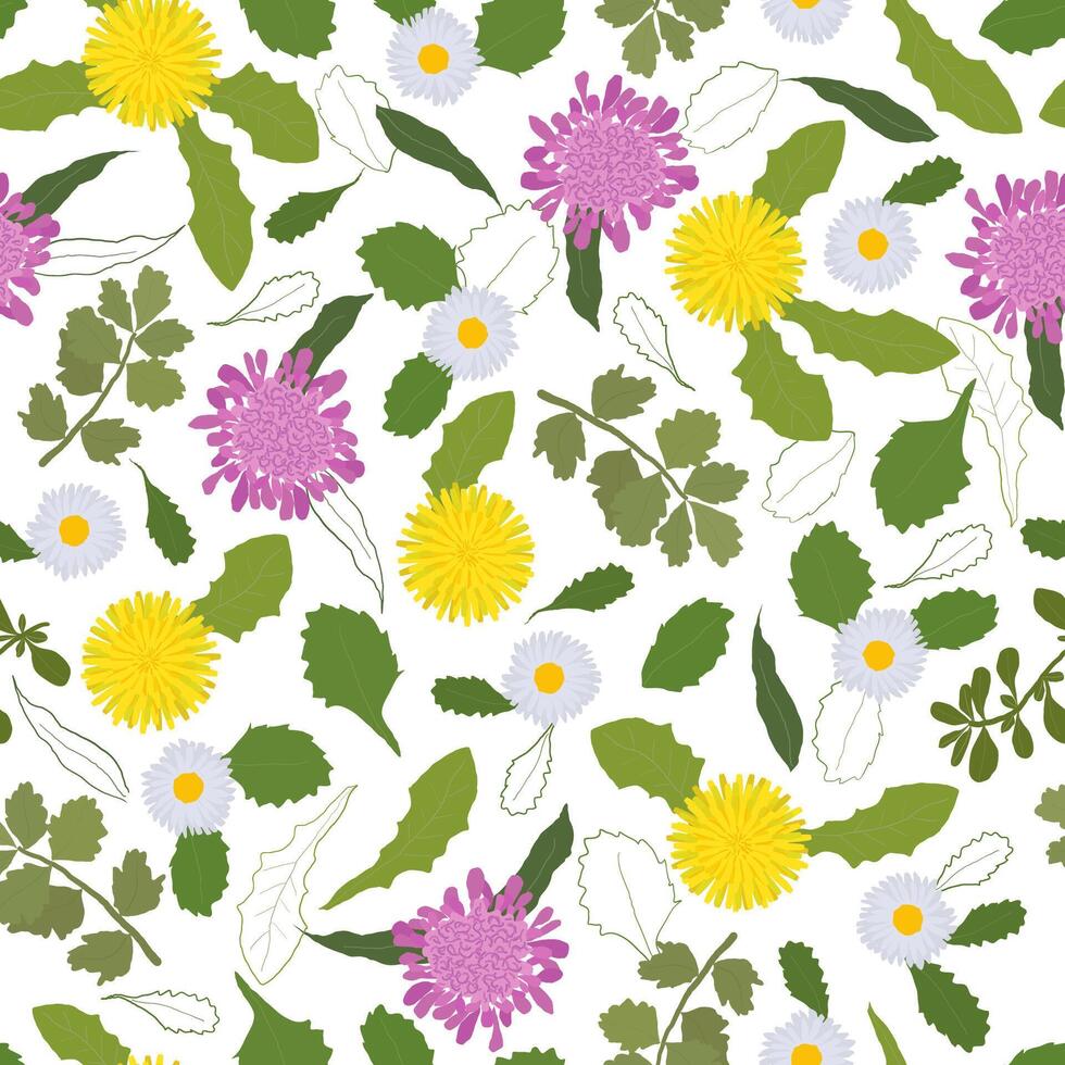 Floral seamless pattern hand-drawn. Flower graphic design. vector