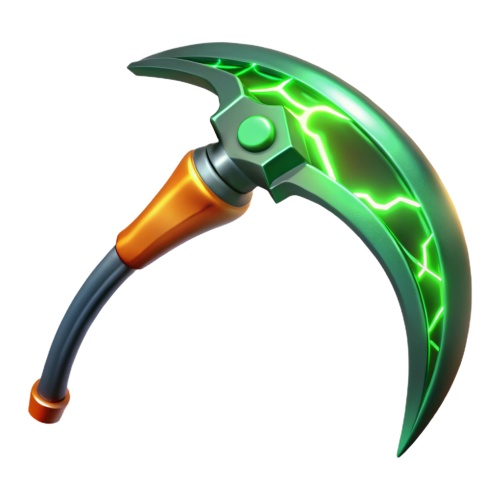 Glowing Green 3D Scythe Illustration png