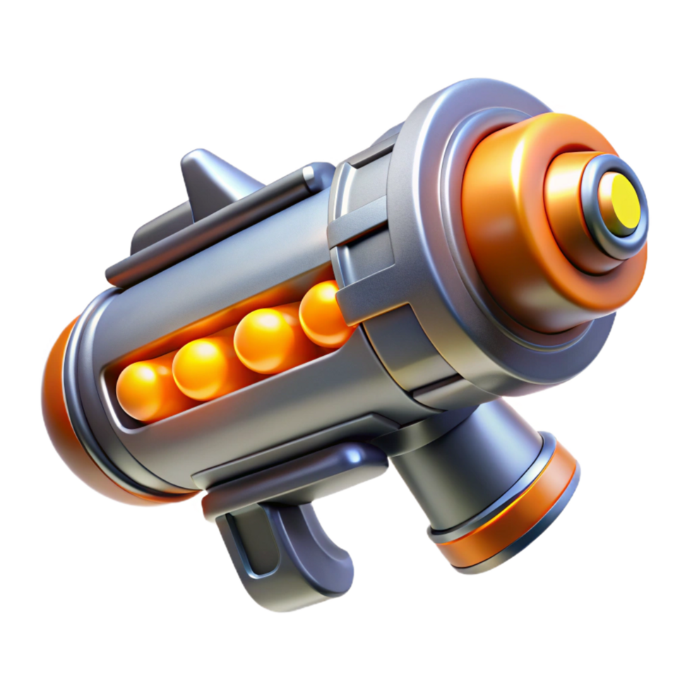 3D Render Orange Grey Sci-Fi Blaster png