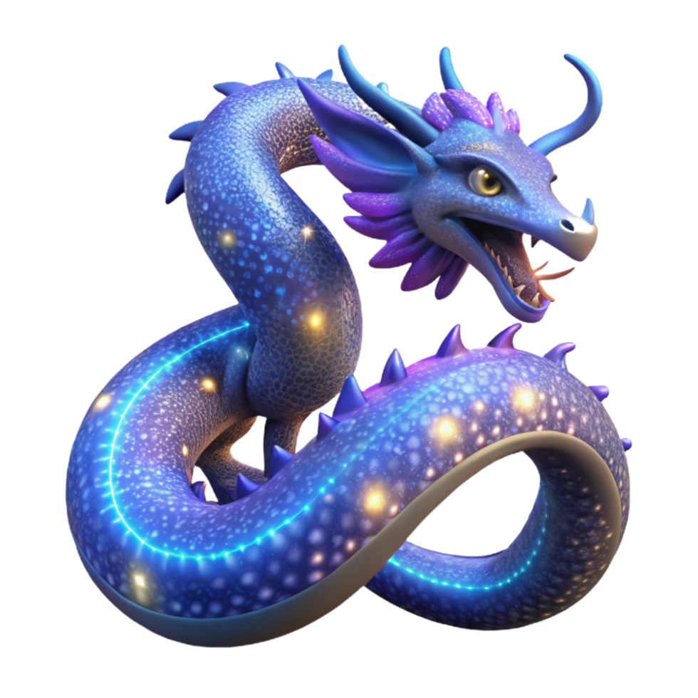 3D Render of a Cosmic Dragon Illustration png