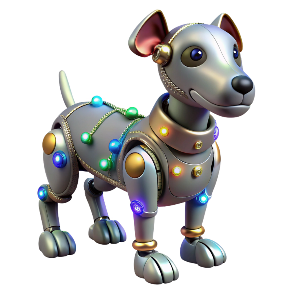 3d render do uma robótico cachorro com luzes png