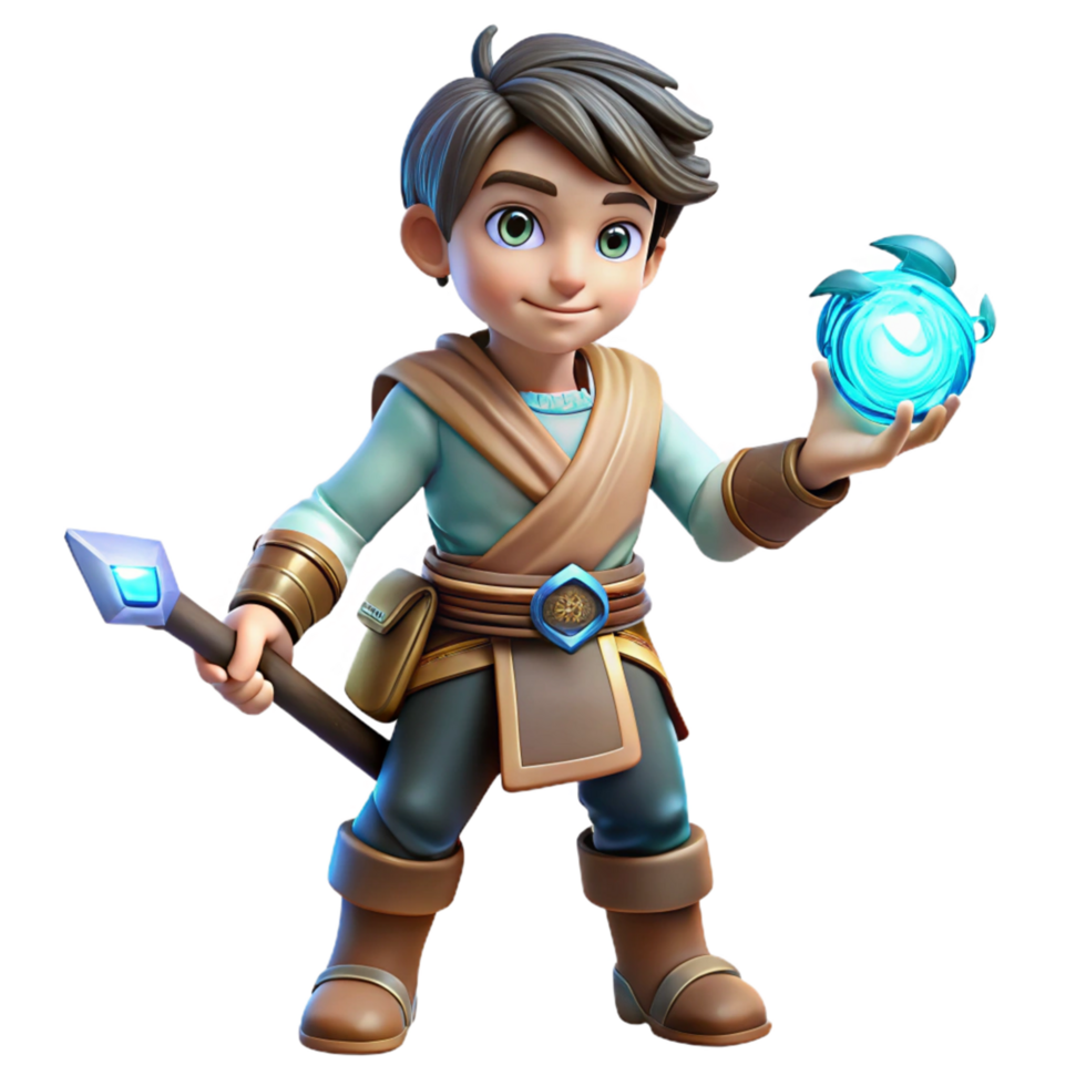 Young Mage 3D Render png