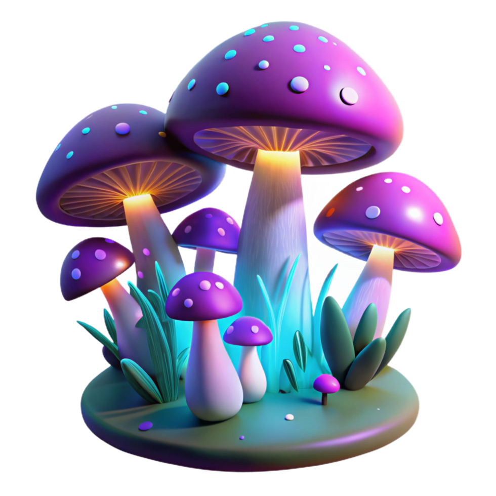 Glowing Mushroom 3D Illustration png