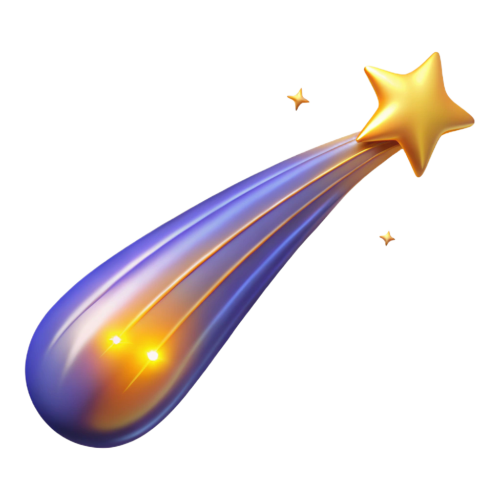 3D Golden Star Shooting Star Illustration png