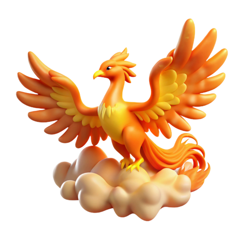 3D Render of Mythical Phoenix on Clouds png