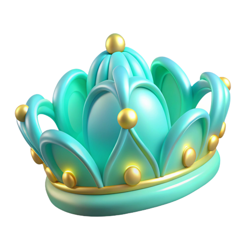 Teal Gold Crown 3D Render png