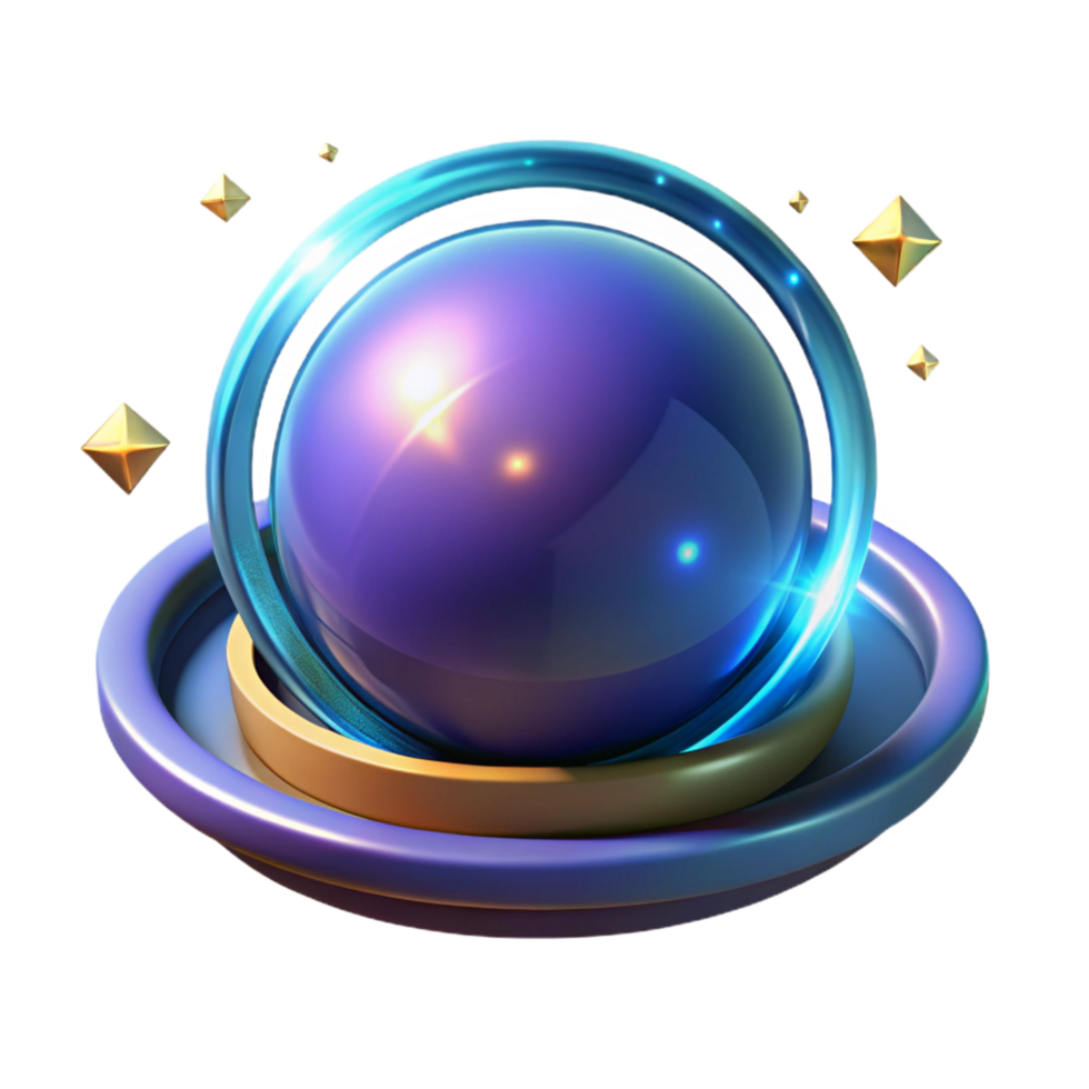 Sphere in Orbit Abstract 3D Render png