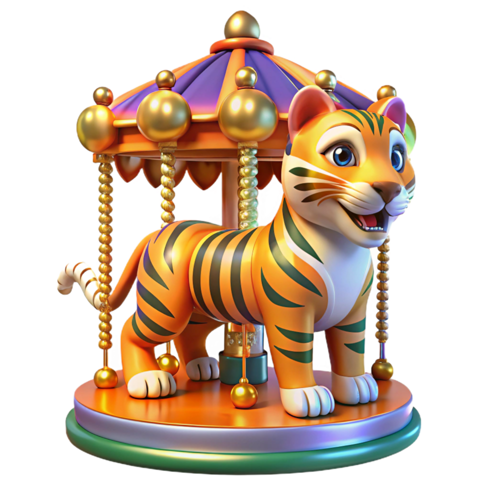 Tiger Carousel 3D Render png