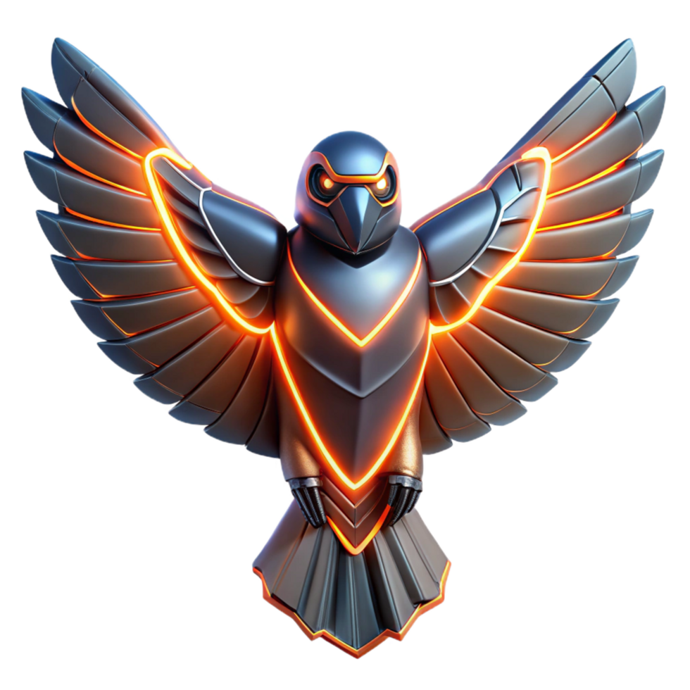 Metallic Bird Robotic Avian Design png
