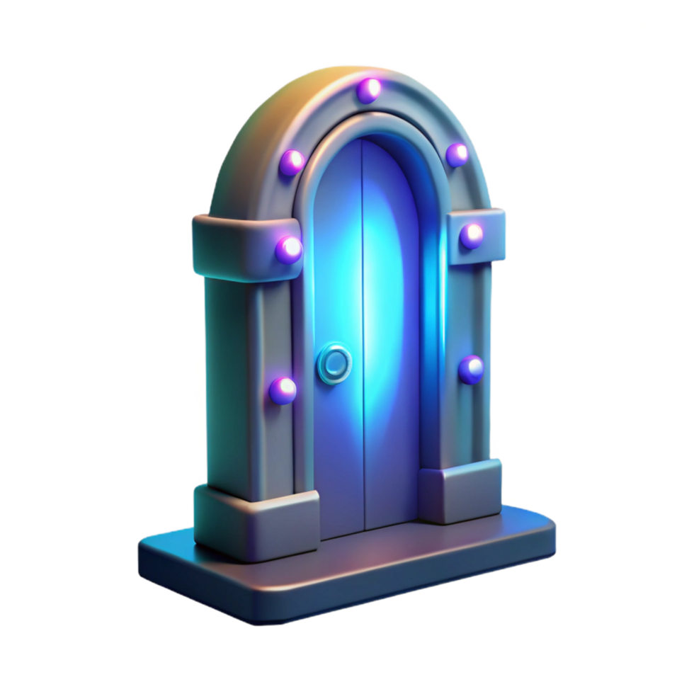 Glowing Arch Door 3D Model png