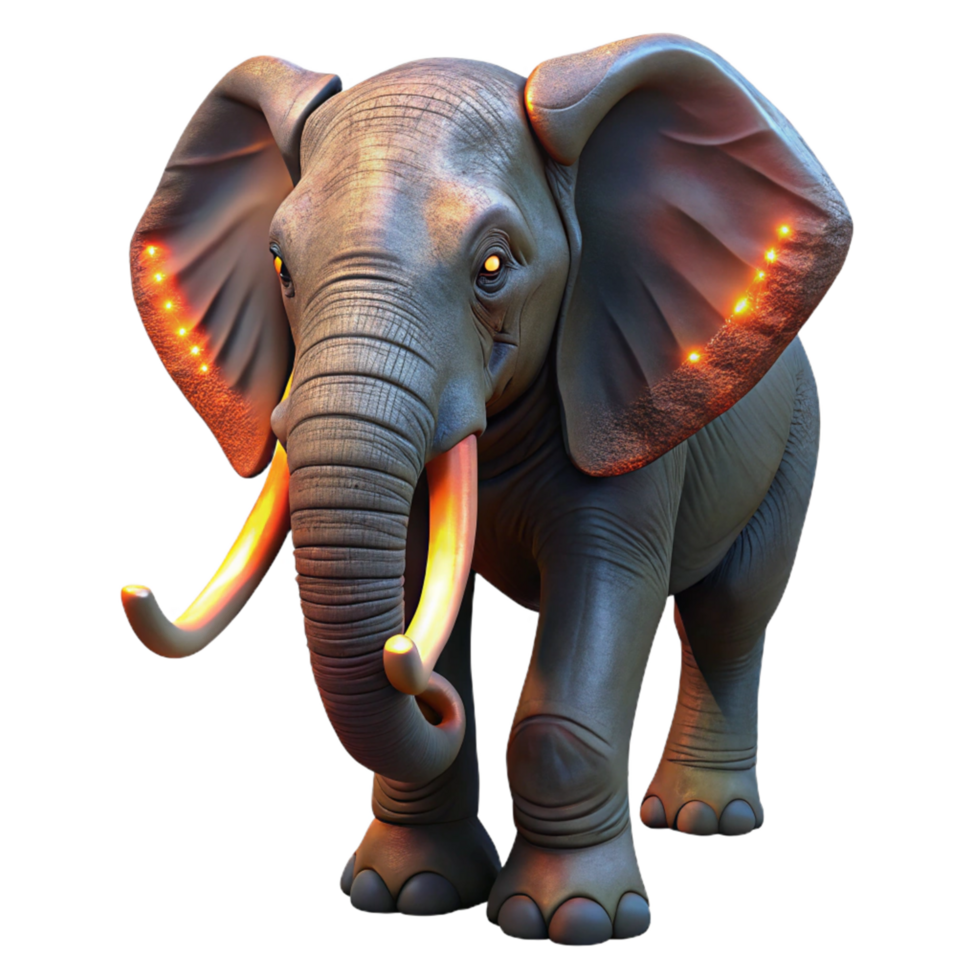Glowing Elephant 3D Render png