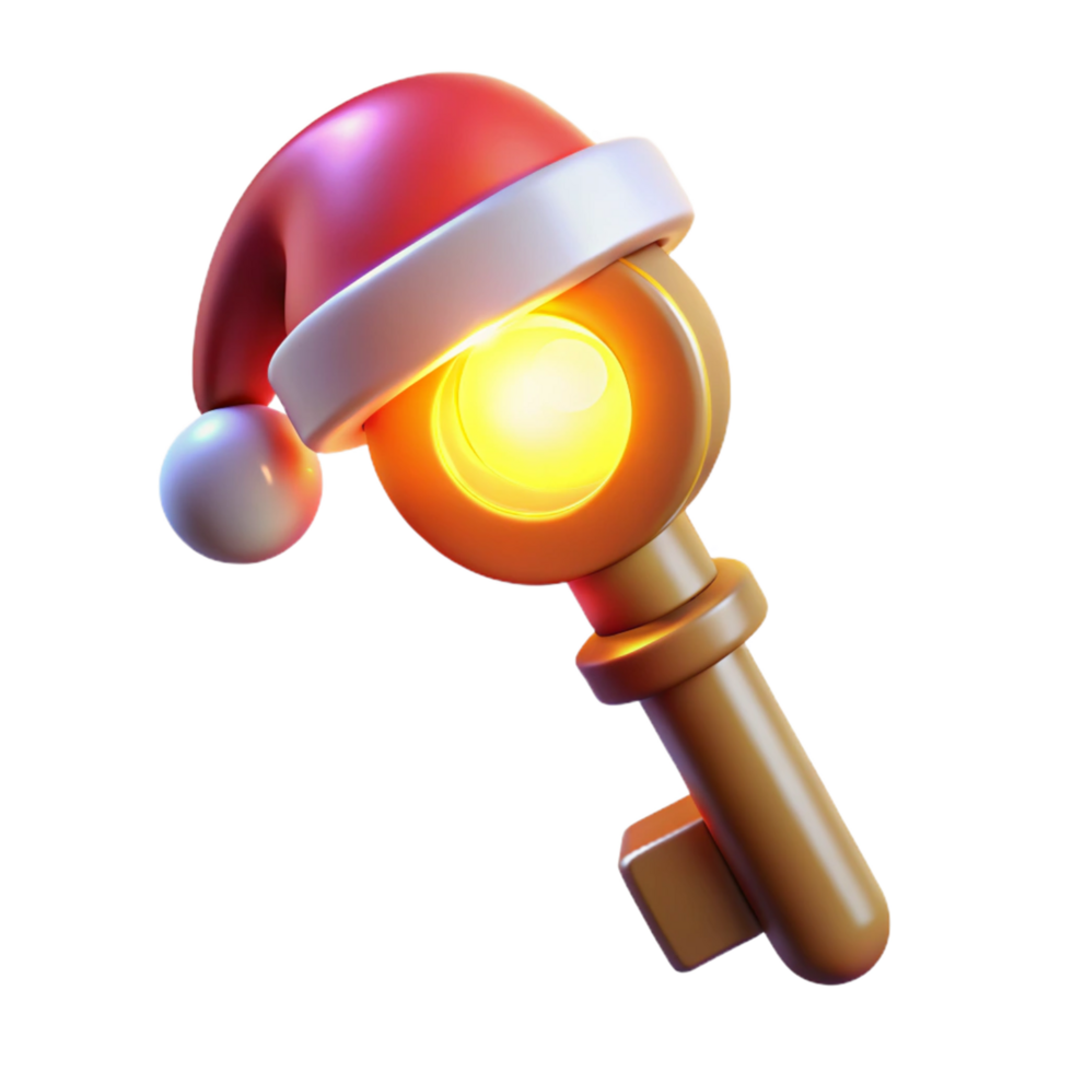 Glowing Key with Santa Hat png