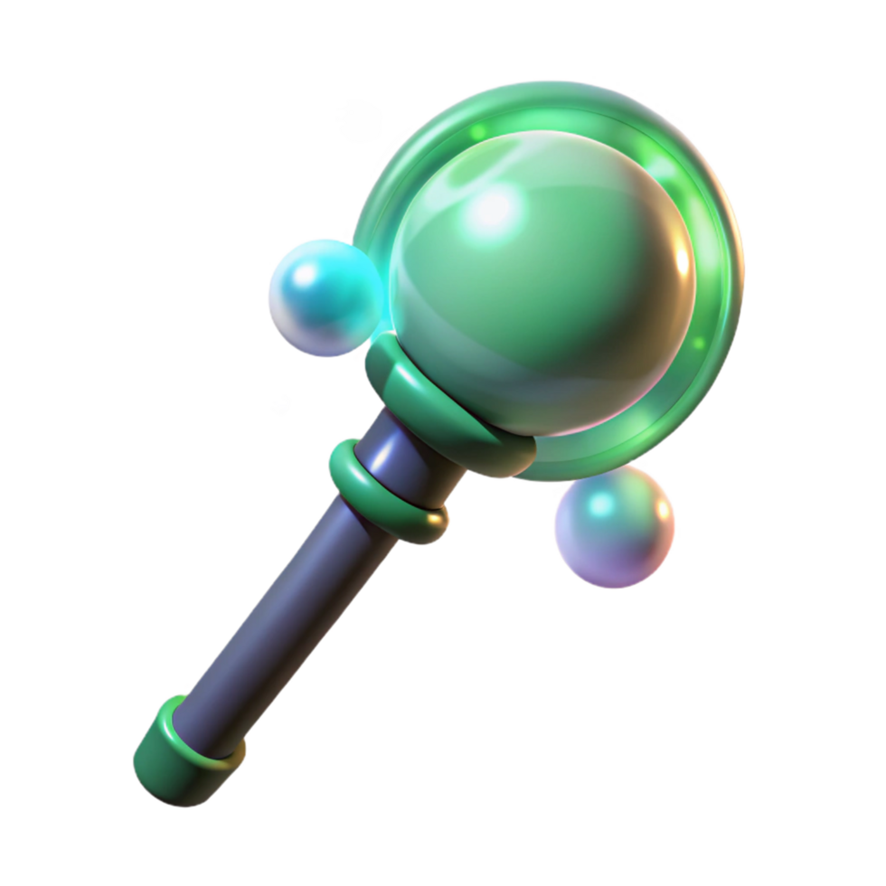 Glowing Orb Staff 3D Render png