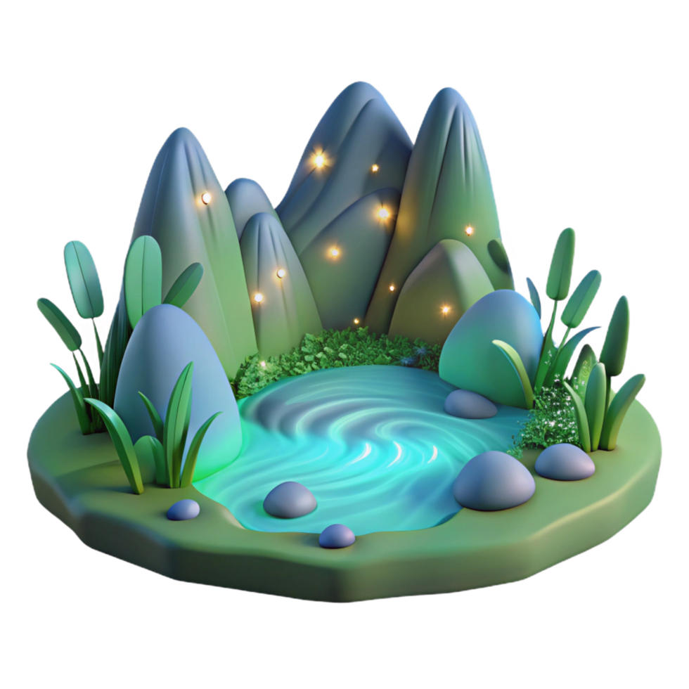 Glowing Pond 3D Render png