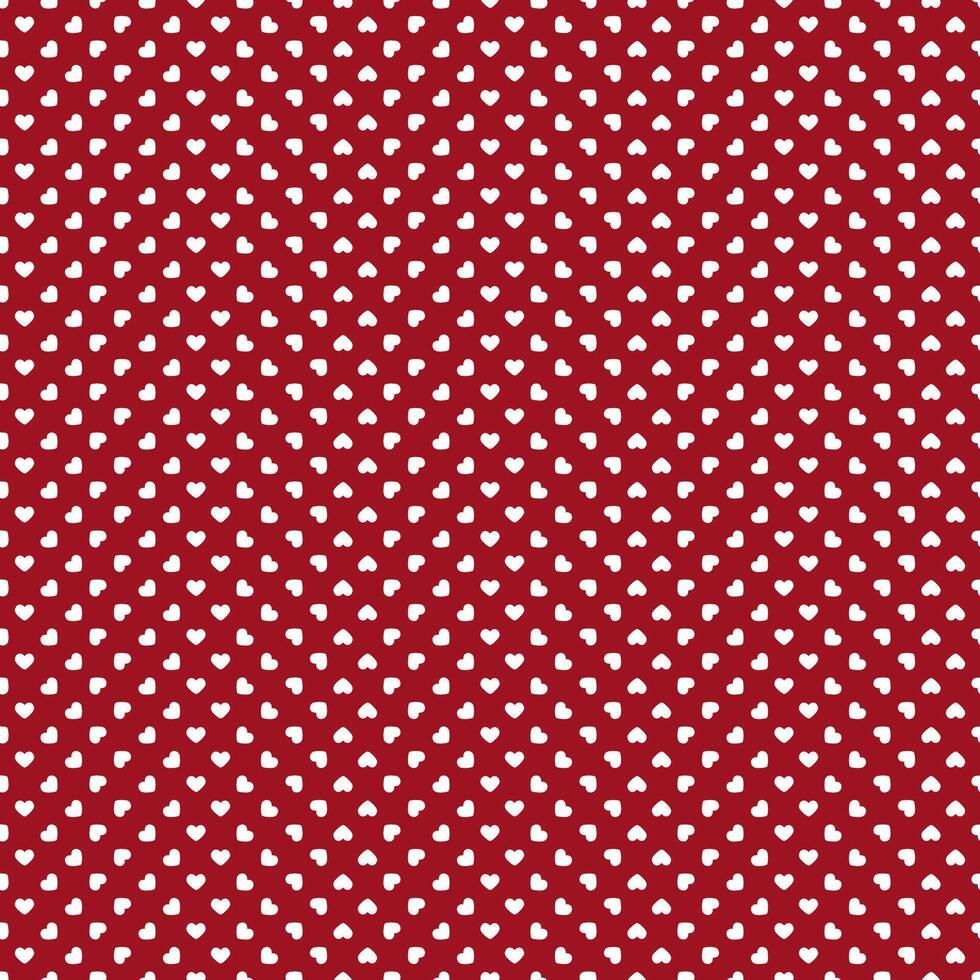 Seamless pattern of small white hearts on a red background vector