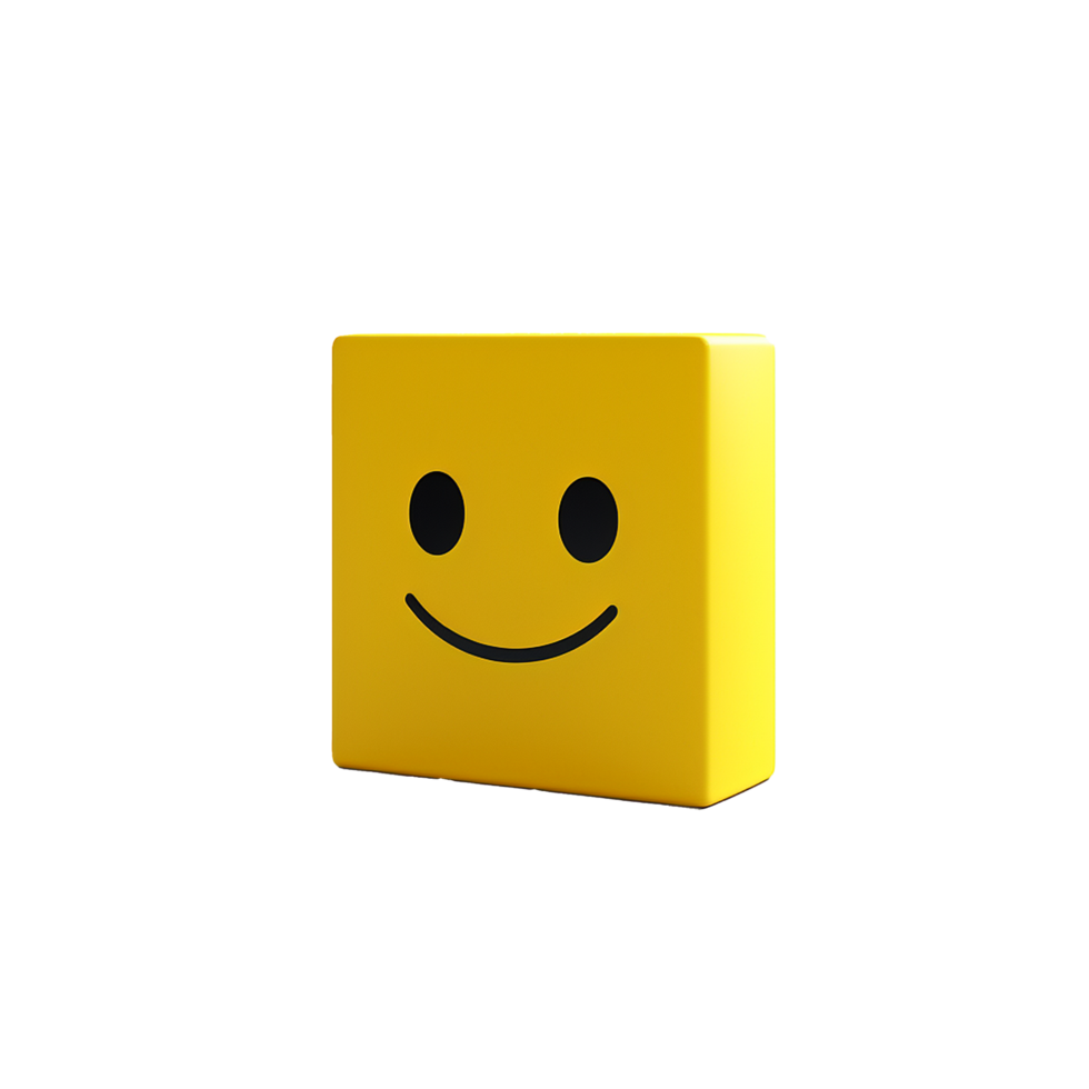 Yellow cube smiling face happiness joy positive emotion png