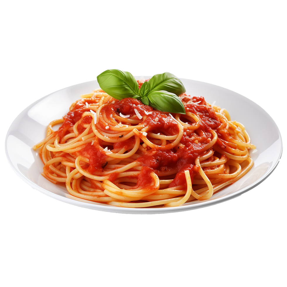 Delicious Spaghetti with Tomato Sauce and Basil png