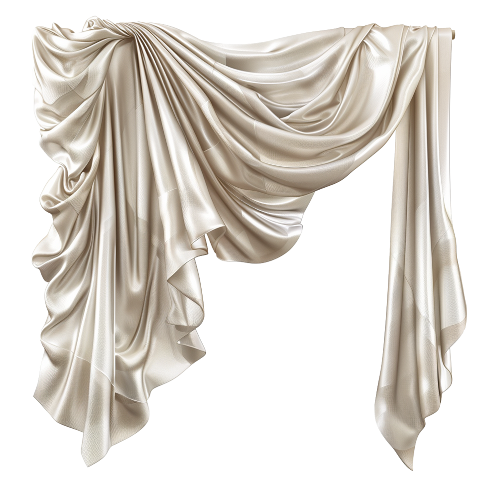 Elegant Draped Beige Silk Fabric Luxurious Texture Design Element png