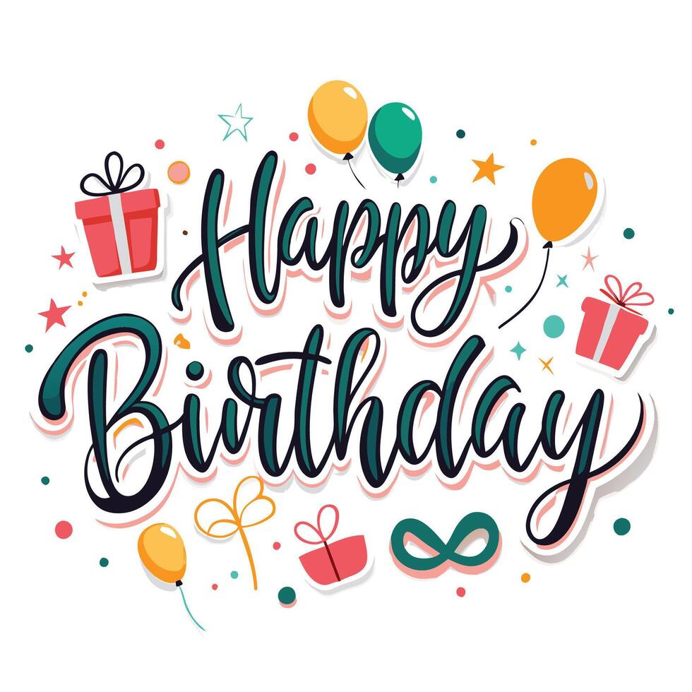 happy birthday with colorful elements vector