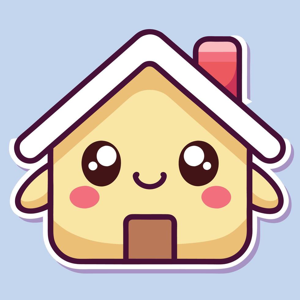 a cute house with a smiley face vector