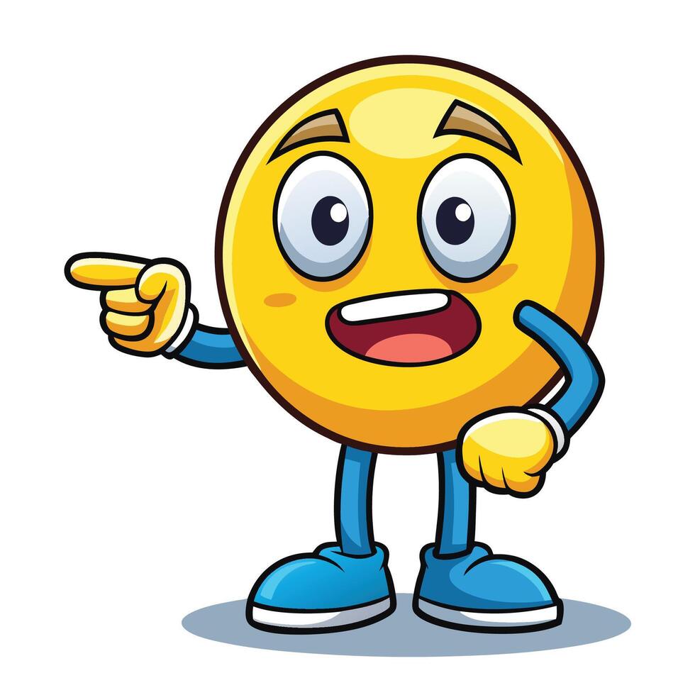 emoticon character pointing at very cute vector