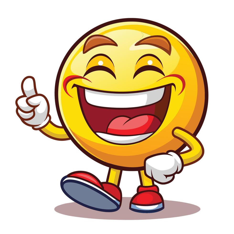 emoticon character with thumbs up and smiling vector