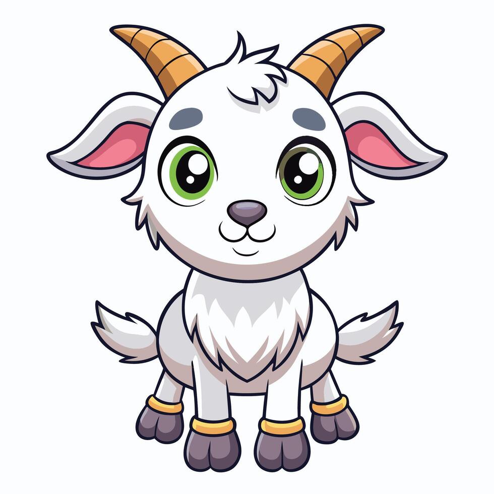cartoon goat with horns and horns on white background vector