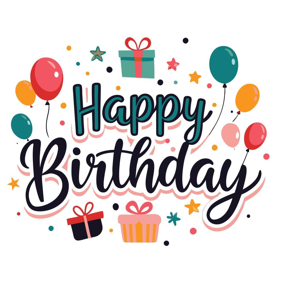 happy birthday card illustration very cute and adorable vector