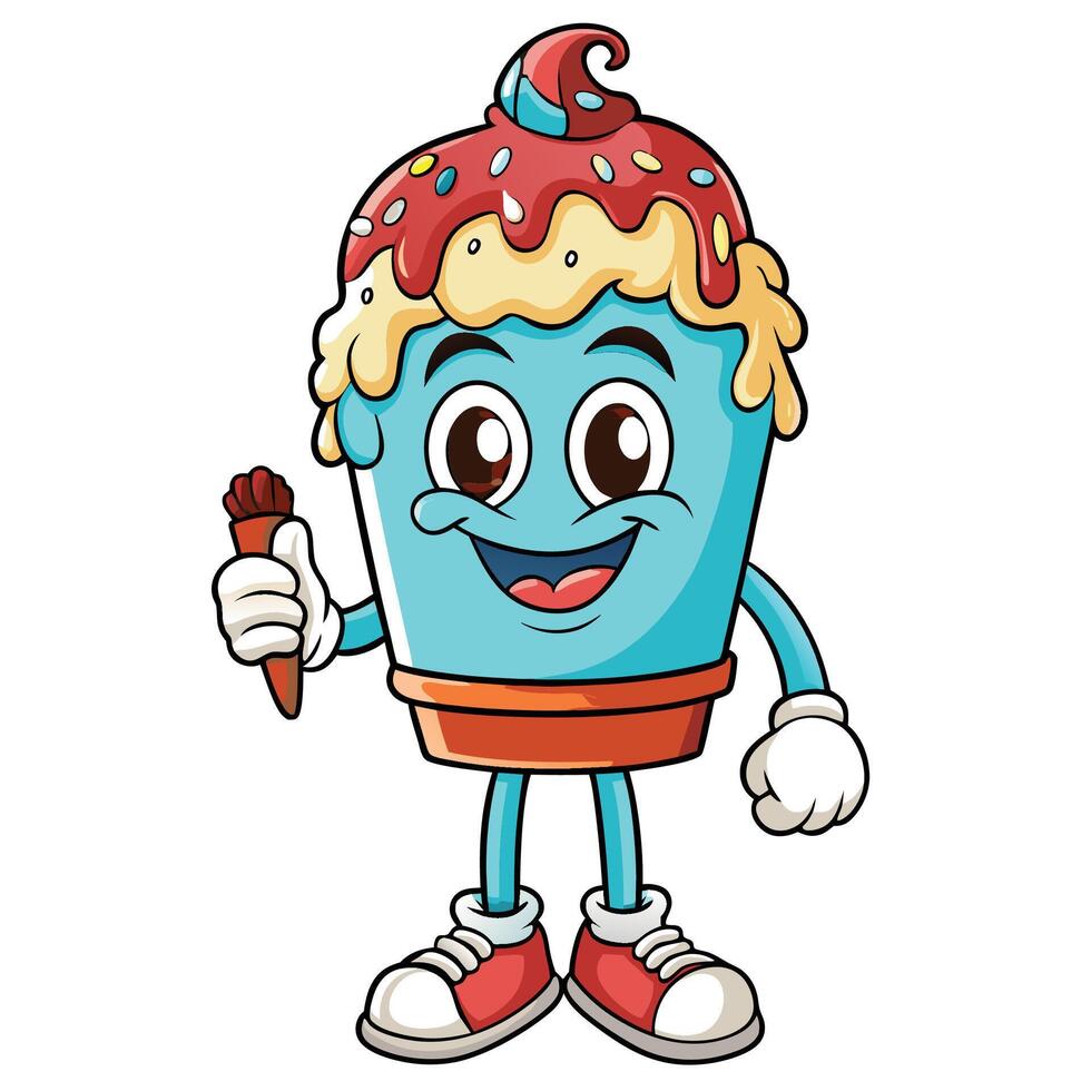 ice cream cone mascot illustration vector