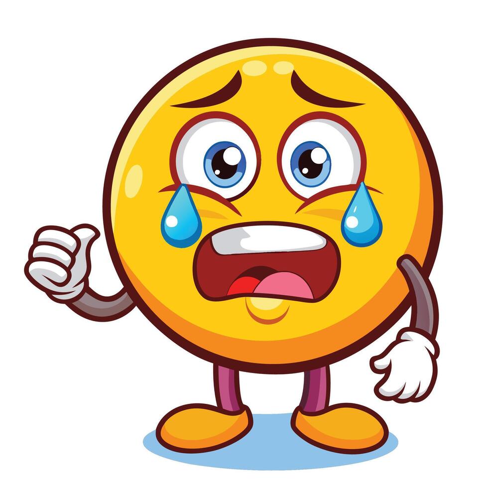 emoticon crying cartoon character illustration on white background vector