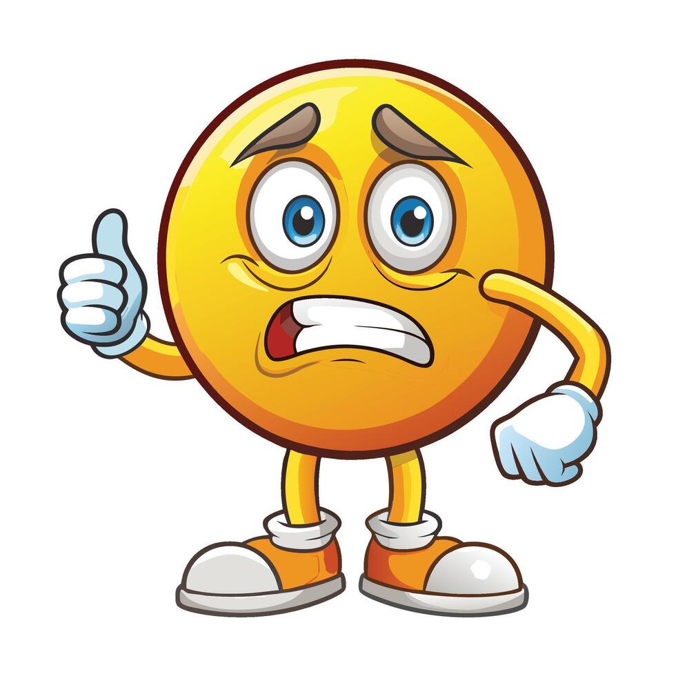 emoticon character with thumbs up and angry expression vector