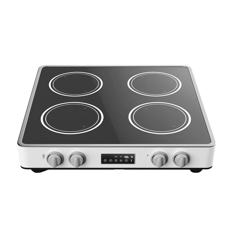 Modern white four burner electric cooktop kitchen appliance png
