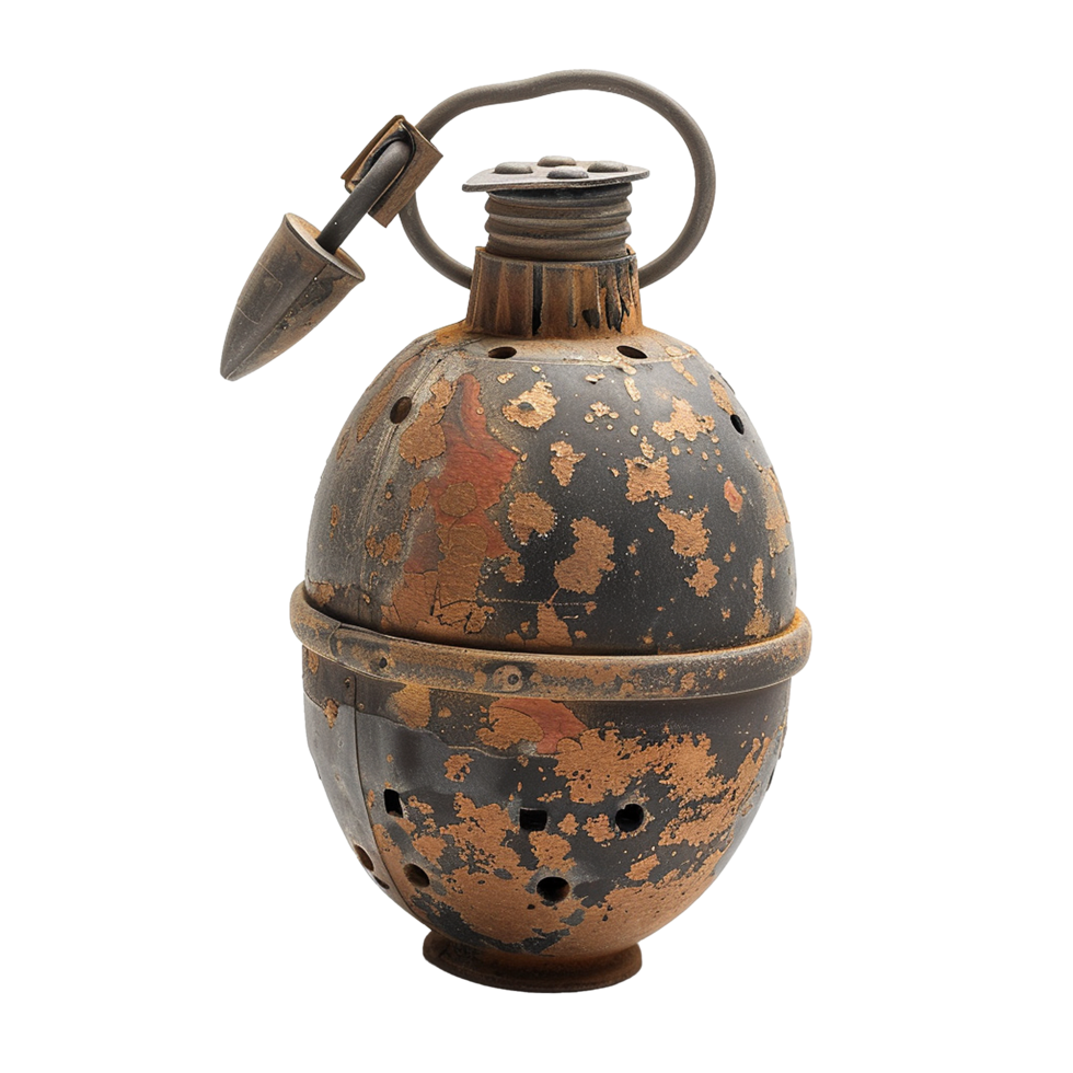 Weathered Vintage Hand Grenade Military Relic War History png