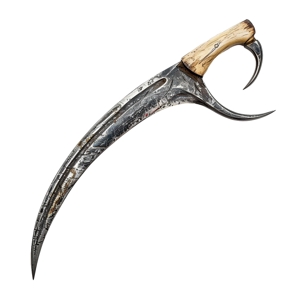 antigo curvado punhal com osso lidar com intrincado detalhamento armamento história png