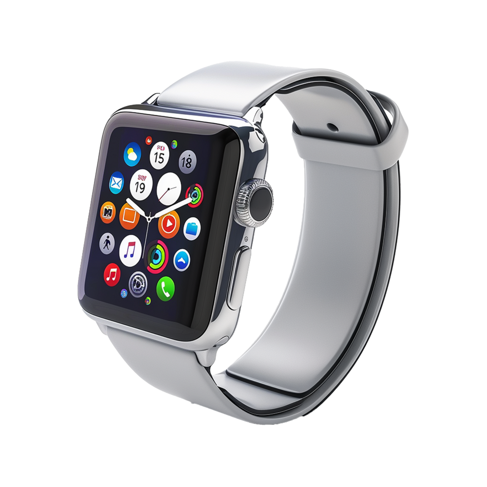 Apple Watch Silver Band Smartwatch Display Apps Time png