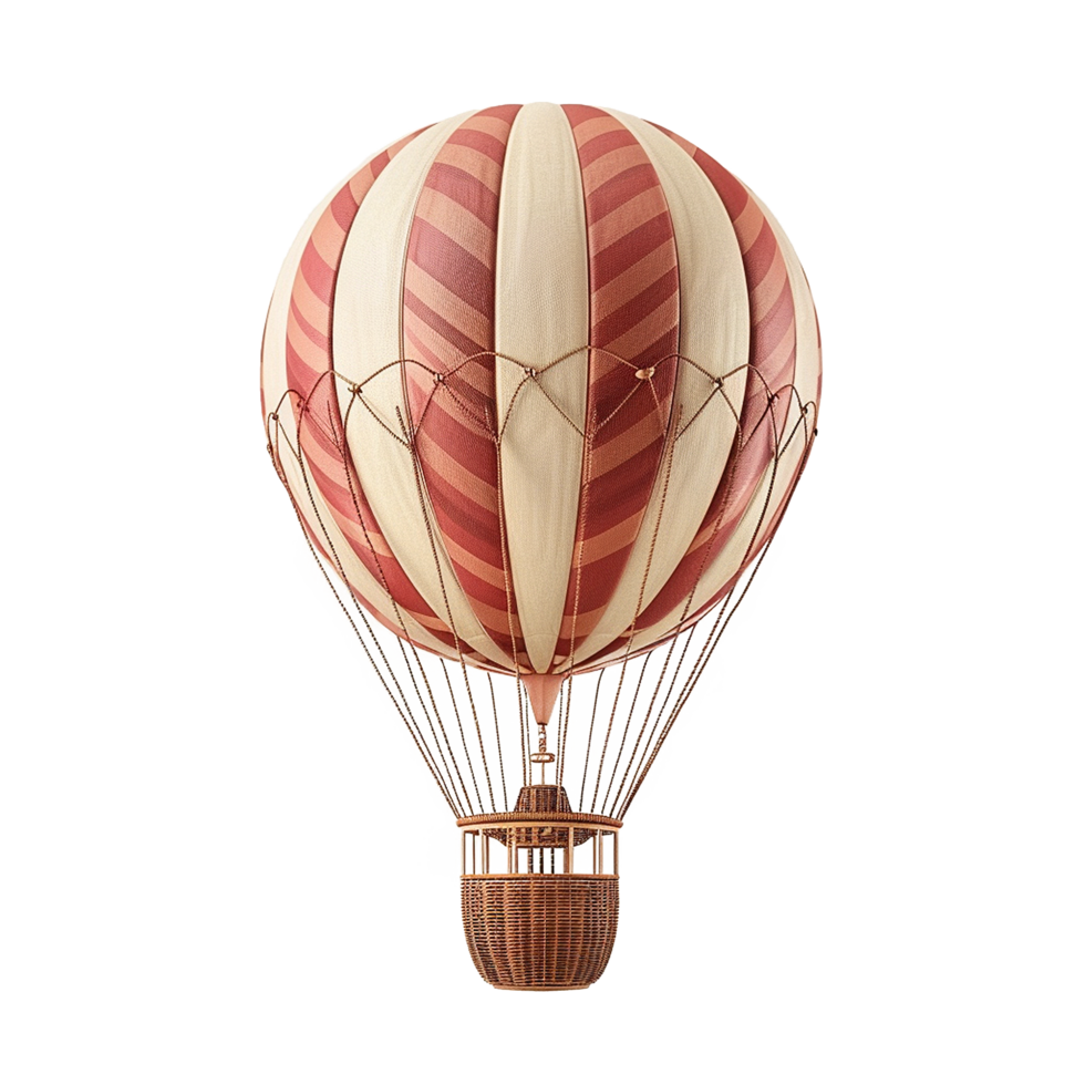 Vintage Hot Air Balloon Red and Cream Stripes Adventure Travel png