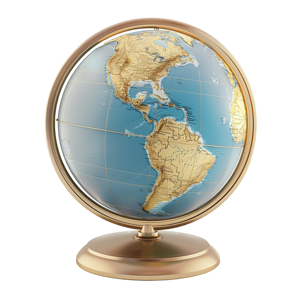 Elegant Gold Globe World Map Geography Education Travel png