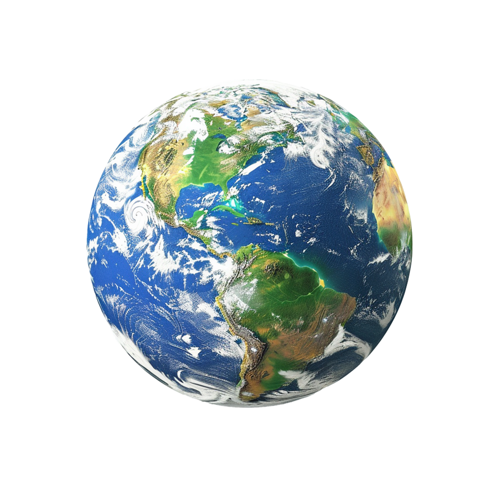 Earth Globe View North and South America Clouds Ocean png