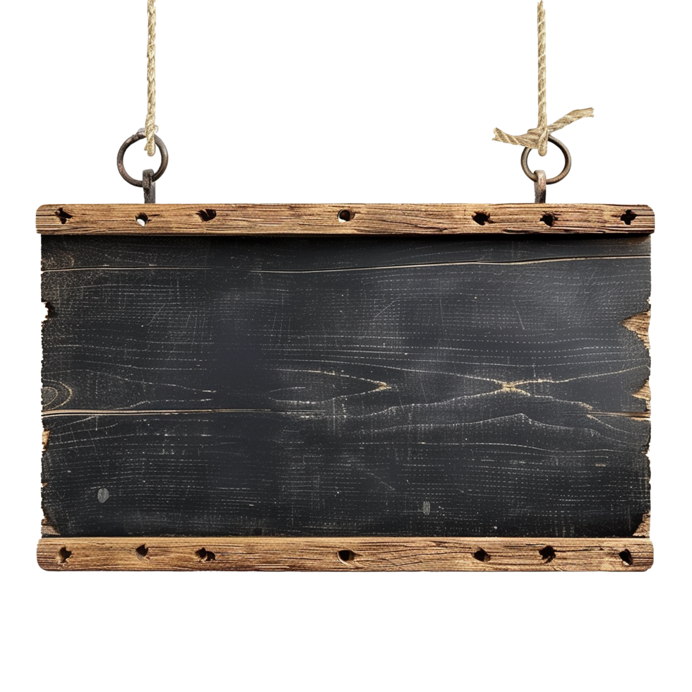 Hanging rustic wooden sign black background blank space png
